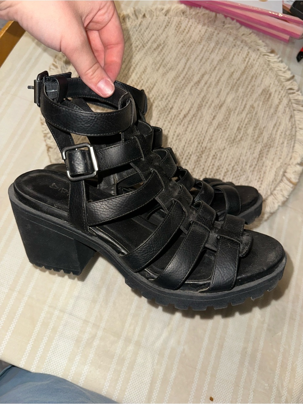 Dirty Laundry Black Strappy Block Heel Sandals